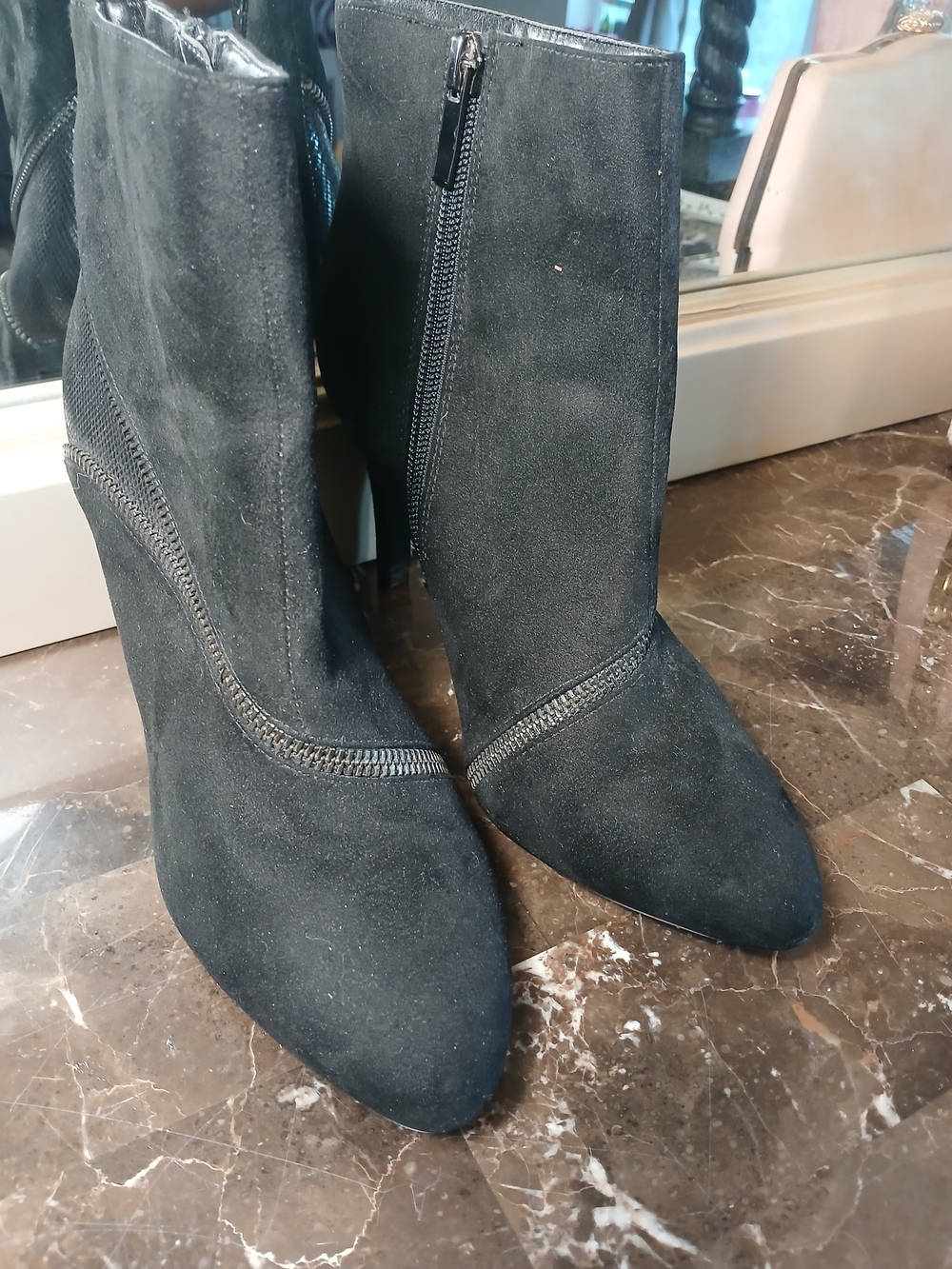 Coach and Four Black Pointed Toe Stiletto Ankle Booties - Picture 15 of 15